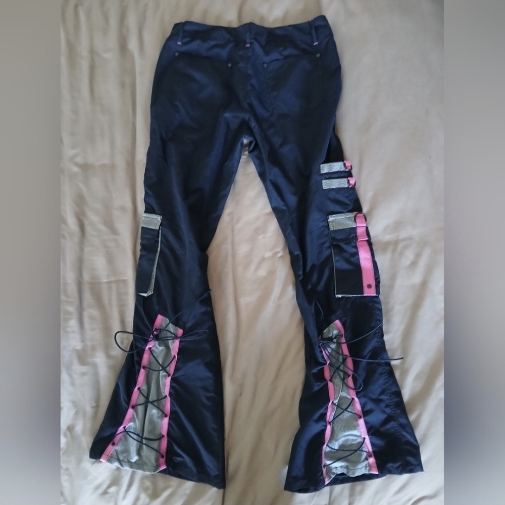 Navy and Pink Wide Leg Pants - Picture 3 of 11